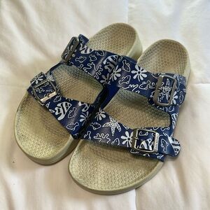Fun blue & white Birkenstocks - Sz 39.5 / 8-8.5 W